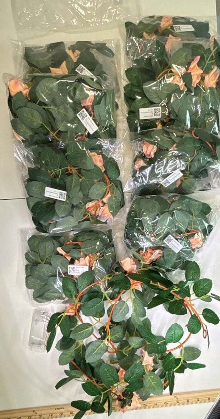 Artificial Rose Garland Peach Flower Vine Wedding Decor Lot of 9.